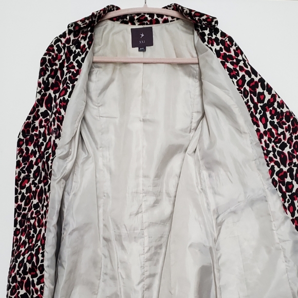 XXI ANIMAL / LEOPARD PRINT DOUBLE BREASTED TRENCH COAT  ( S/P ) - Picture 8 of 9